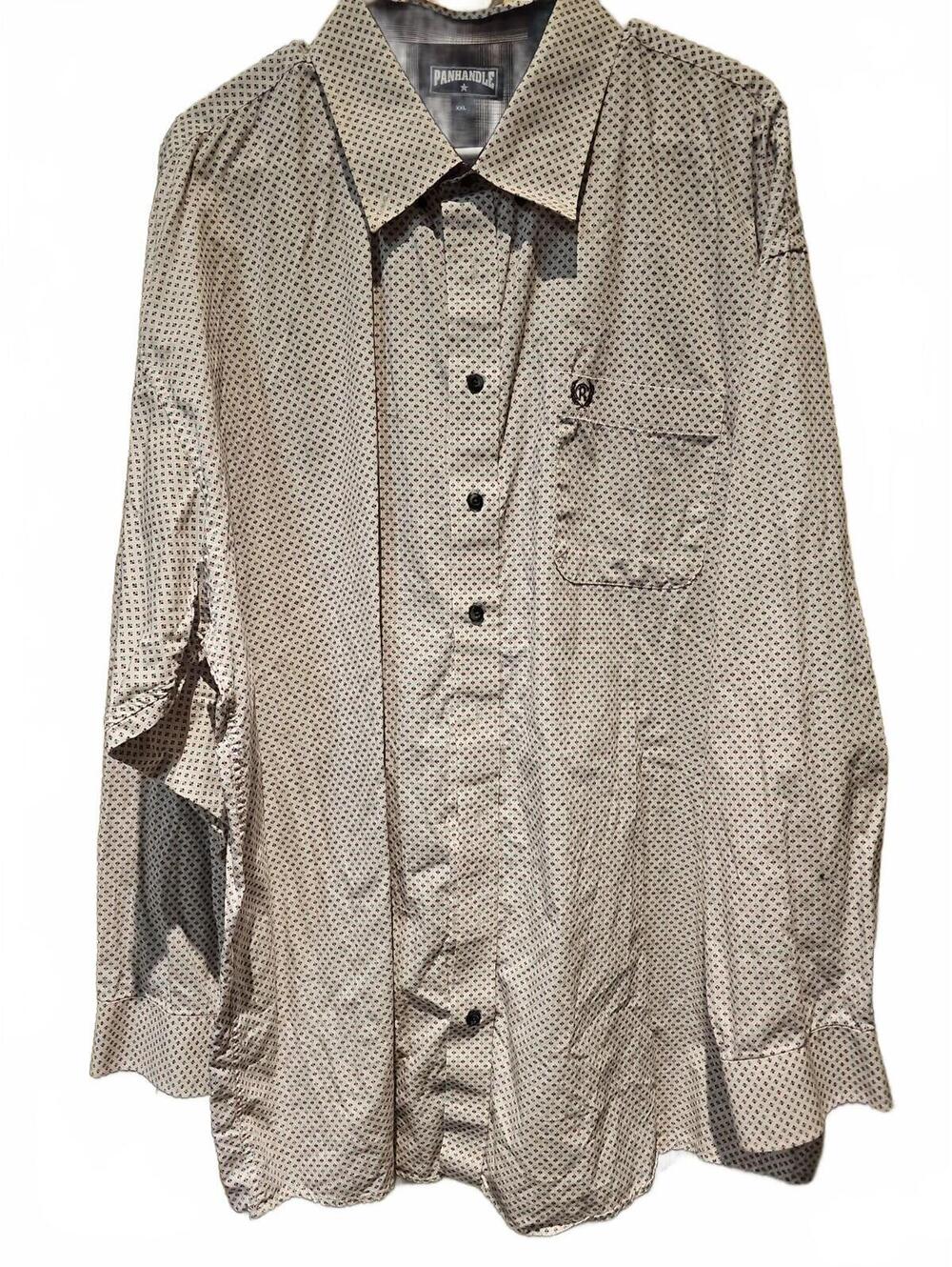 Panhandle Mens XXL White/red/gray Flip Cuff Western Shirt Cowboy